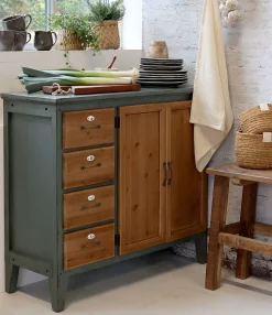 Französische Kommode Florence Vintage Opalfarben Holzfront