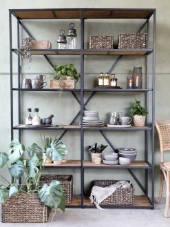 Französisches Doppelregal David Vintage Metall 6 Holzböden