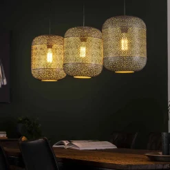 Hängelampe Etch Boho Oriental Metall 3er