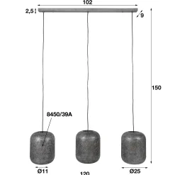 Hängelampe Etch Boho Oriental Metall 3er