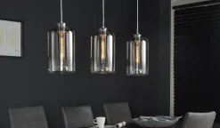 Hängelampe Industrial Bulb 3 Zylinder Klarglas Silberfinish