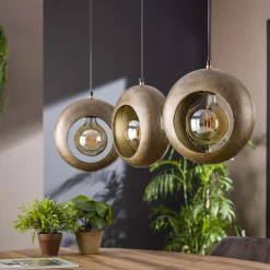 Hängelampe Industrial Full Moon Circle 3er Antik Bronze Metall