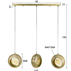 Hängelampe Industrial Full Moon Circle 3er Antik Bronze Metall