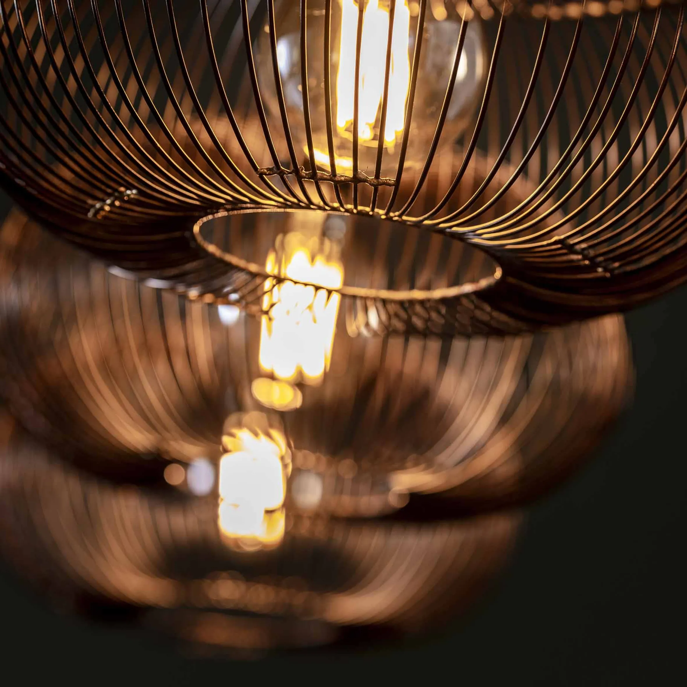 Hängelampe Industrial Kupferdraht Twist 4x Ø 35cm