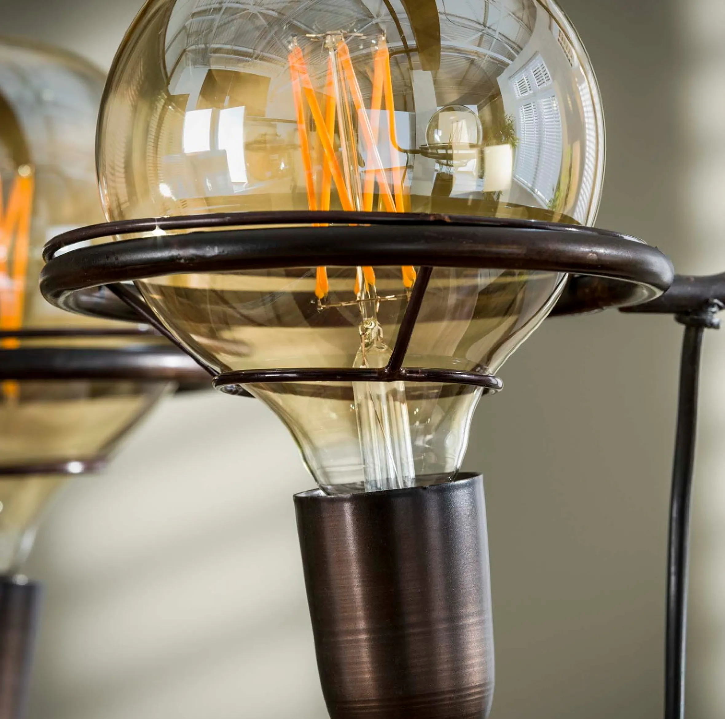 Hängelampe Industrial Saturn Wood Kugel inkl. Glühbirnen ∅ 20 cm