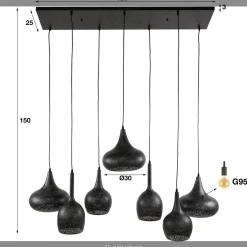 Hängelampe Industrial Zip 7 Schirme Metall Lochmuster