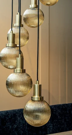 Hängelampe Juliet 8 Glasschirme Bernstein 180