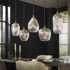 Hängelampe Retro Diamant 5 Schirme Bernsteinfarben