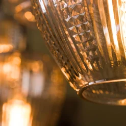 Hängelampe Retro Diamant 5 Schirme Bernsteinfarben