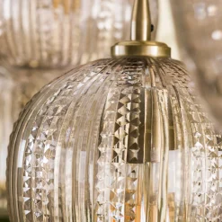 Hängelampe Retro Diamant 5 Schirme Bernsteinfarben