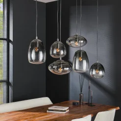 Hängelampe Retro Mixed 6er Vintage Rauchglas