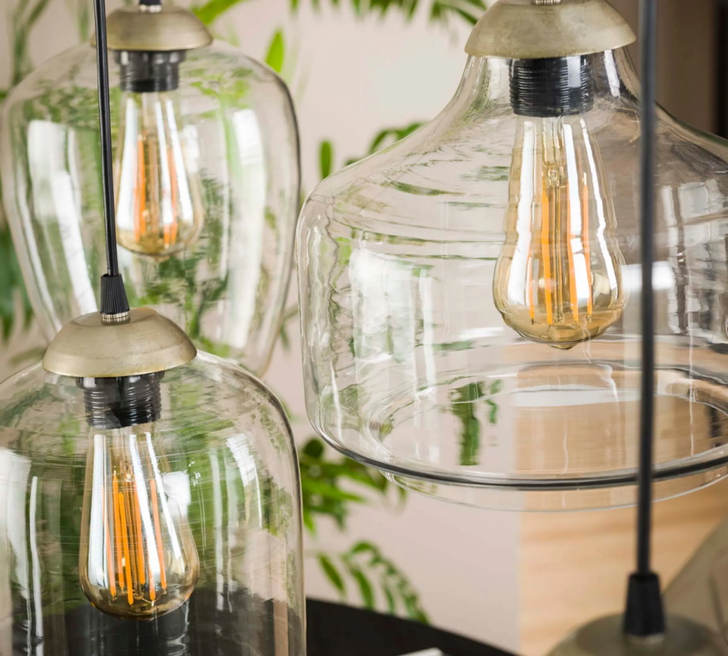 Hängelampe Retro Mixed 4er Klarglas