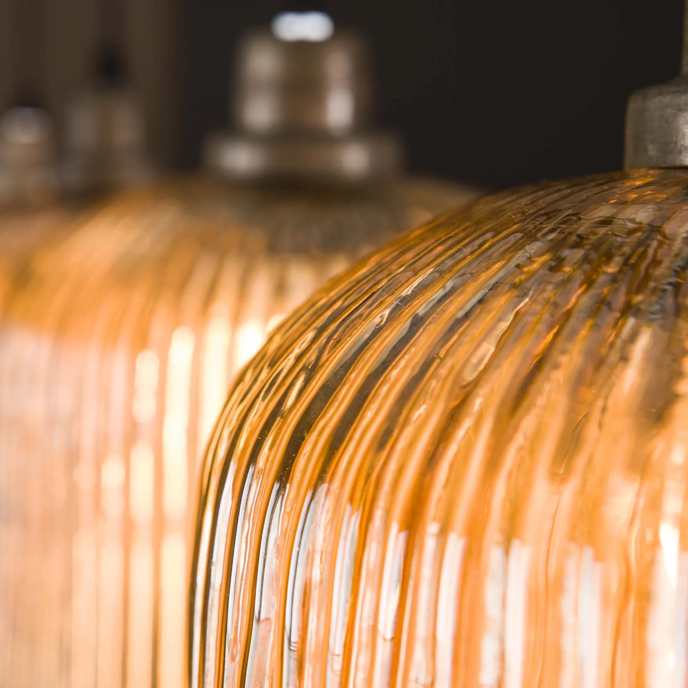 Hängelampe Retro Stripes 4 Glasschirme Bernstein