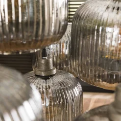 Hängelampe Retro Stripes 7 Glaschirme Silbergrau