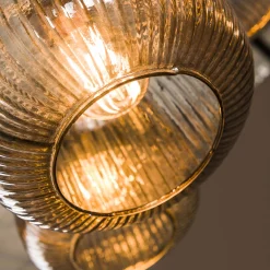 Hängelampe Retro Stripes 7 Glaschirme Silbergrau