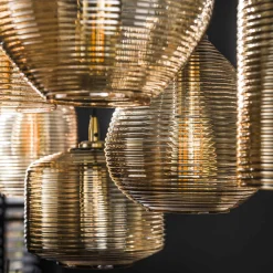 Hängelampe Retro Stripes Horizontal 7 Glasschirme Bernstein