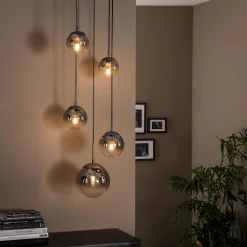 Hängelampe Shaded Bubble 5er Gestuft Rauchglas