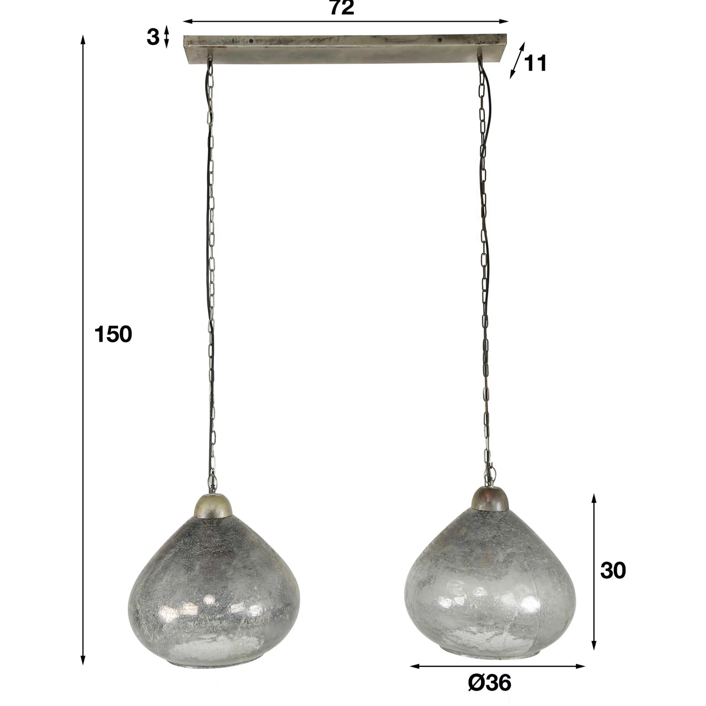 Hängelampe Vintage Industrial Clearstone 2 Schirme Ø 36cm