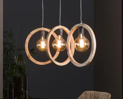 Hängelampe Wooden Circle 3er aus Mangoholz