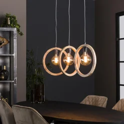 Hängelampe Wooden Circle 3er aus Mangoholz