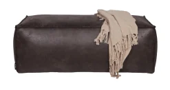 Hocker Leder Rodeo Pouf Schwarz