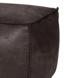 Hocker Leder Rodeo Pouf Schwarz