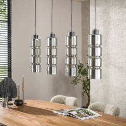 Industrial Hängelampe Pendelleuchte Column Verchromtes Glas