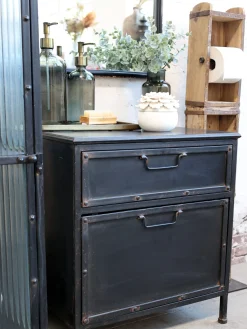 Industrial kleine Kommode Nachttisch Factory Metall 2 Schubladen