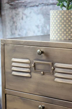 Industrial Kommode Spind Amaury Metall 6 Fächer Antik-Messing