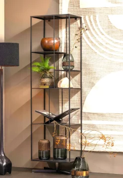 Industrial Standregal Bücherregal Jiske Schwarz Metall 180