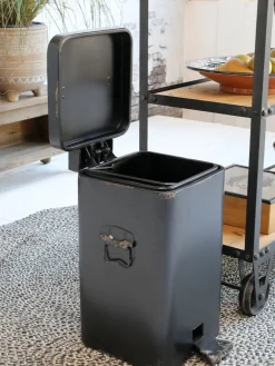 Industrial Treteimer Abfalleimer Schwarz Klein