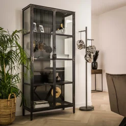 Industrial Vitrine Rift Gun Metall Glas 2türig Used-Look