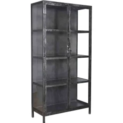 Industrial Vitrine Rift Gun Metall Glas 2türig Used-Look