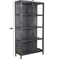 Industrial Vitrine Rift Gun Metall Glas 2türig Used-Look