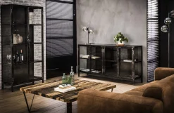 Industrial Vitrine Rift Gun Metall Glas 2türig Used-Look