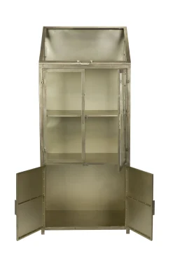 Industrial Vitrine Showcase Monviso Metall Glas Gold