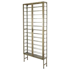 Industrial Weinregal Laurent Metallkorpus und Glas Antik-Gold für 26 Flaschen