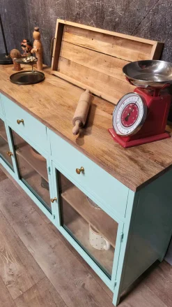 Landhaus Sideboard Provence Metallkorpus Holz Azure 160 - Ausstellungsstück
