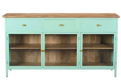 Landhaus Sideboard Provence Metallkorpus Holz Azure 160 - Ausstellungsstück