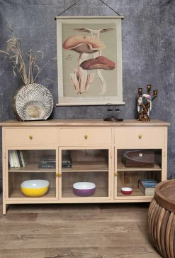 Landhaus Sideboard Provence Metallkorpus Holz Champagner 160