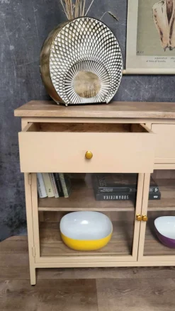 Landhaus Sideboard Provence Metallkorpus Holz Champagner 160