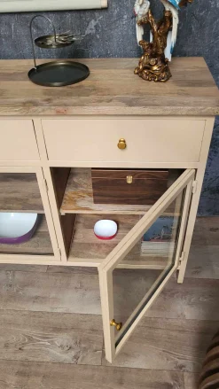 Landhaus Sideboard Provence Metallkorpus Holz Champagner 160