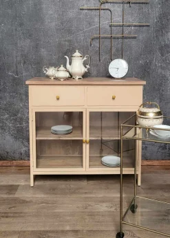 Landhaus Sideboard Vintage 2türig Provence Metall Holz Champagner