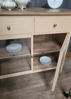 Landhaus Sideboard Vintage 2türig Provence Metall Holz Champagner