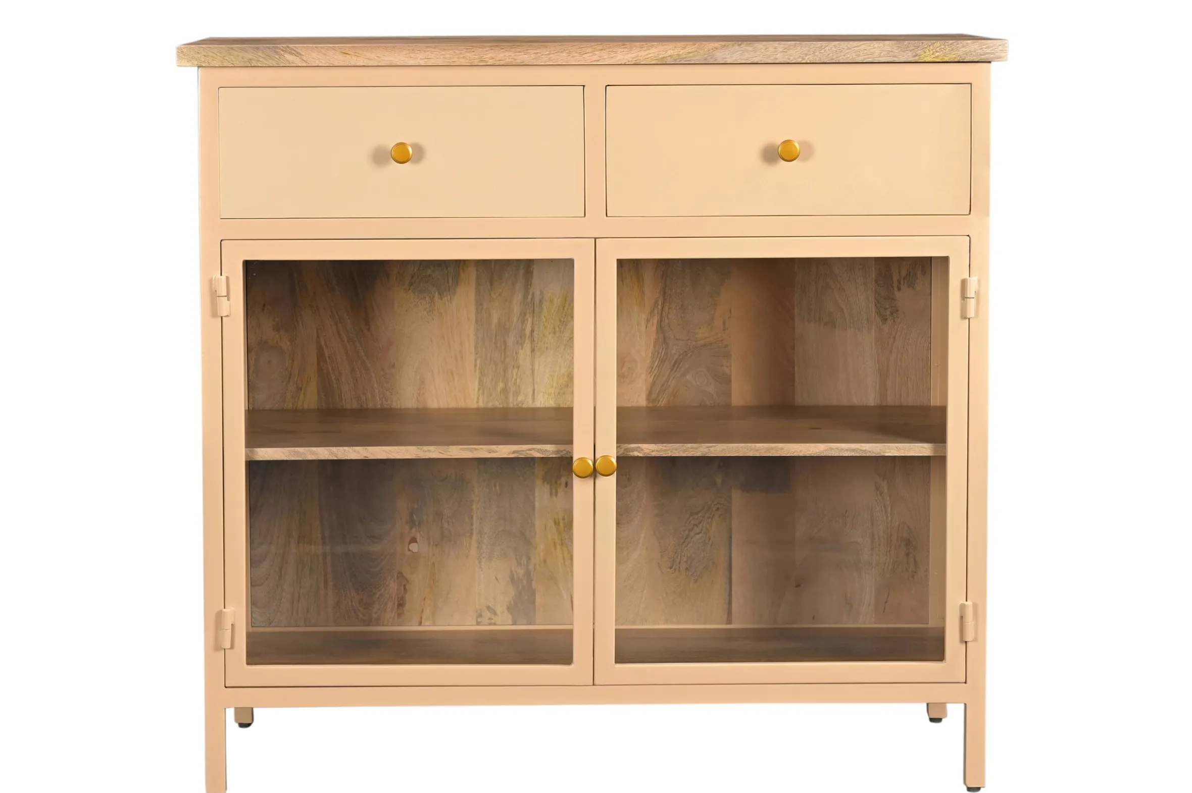 Landhaus Sideboard Vintage 2türig Provence Metall Holz Champagner