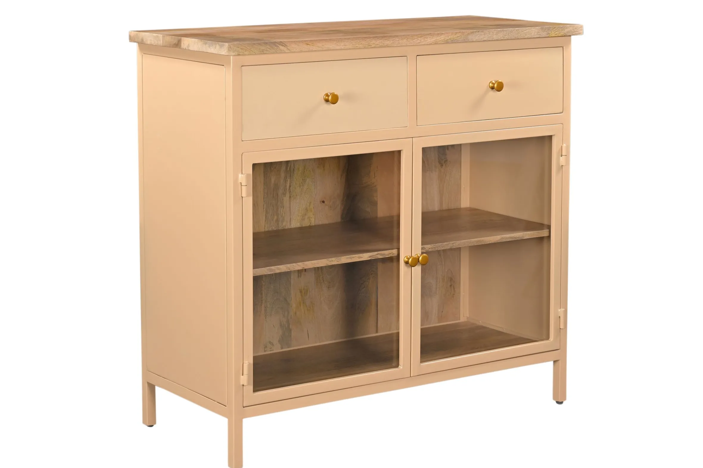 Landhaus Sideboard Vintage 2türig Provence Metall Holz Champagner