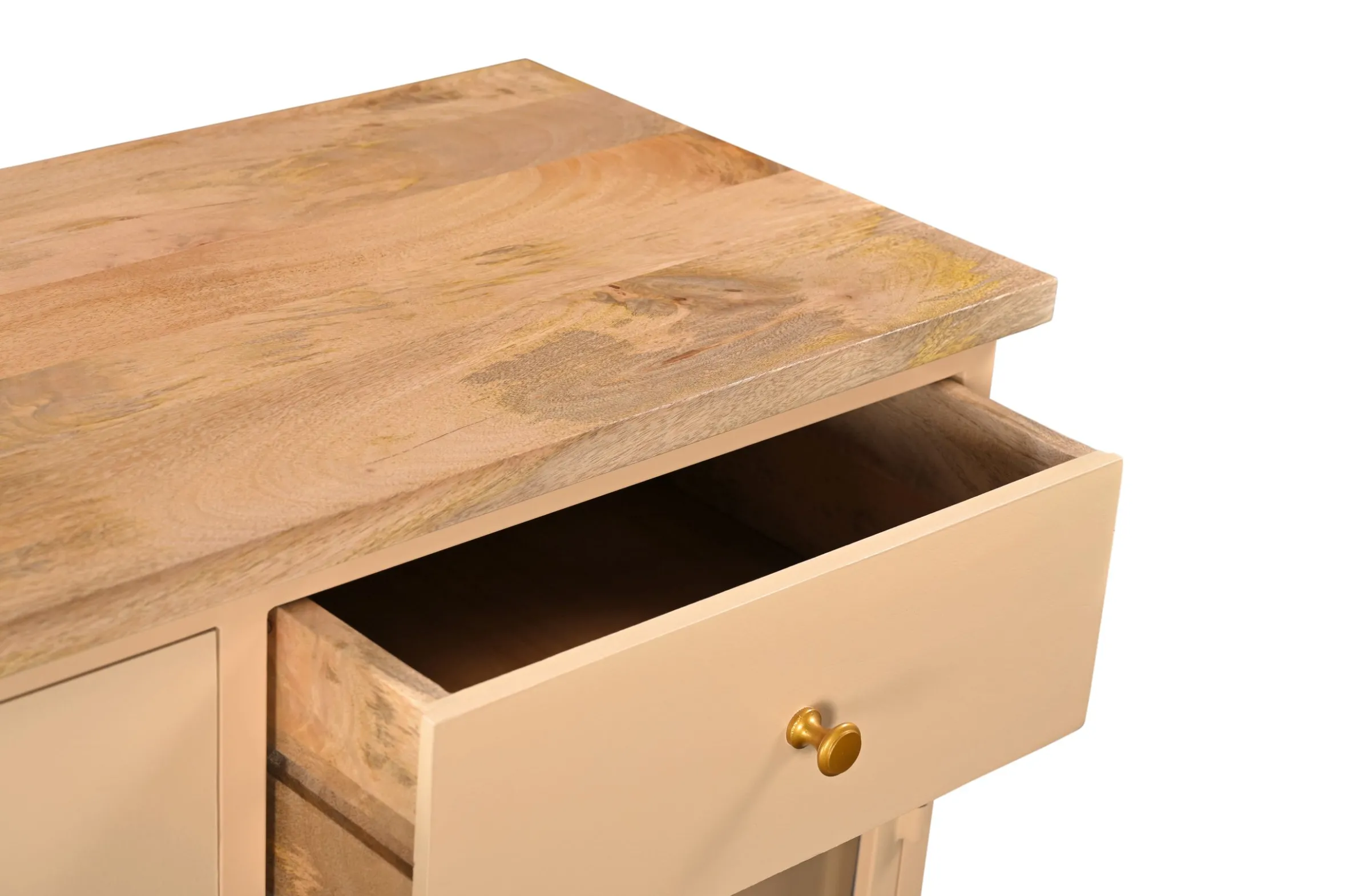 Landhaus Sideboard Vintage 2türig Provence Metall Holz Champagner