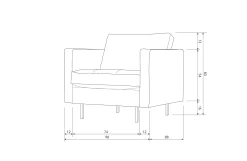 Ledersessel Rodeo Classic 1-Sitzer Cognac Chesterfield Wood