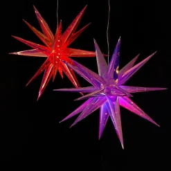 LED-Hängesterne 18 Spitzen inklusive Fernbedienung, Timer- und Dimmfunktion Lila