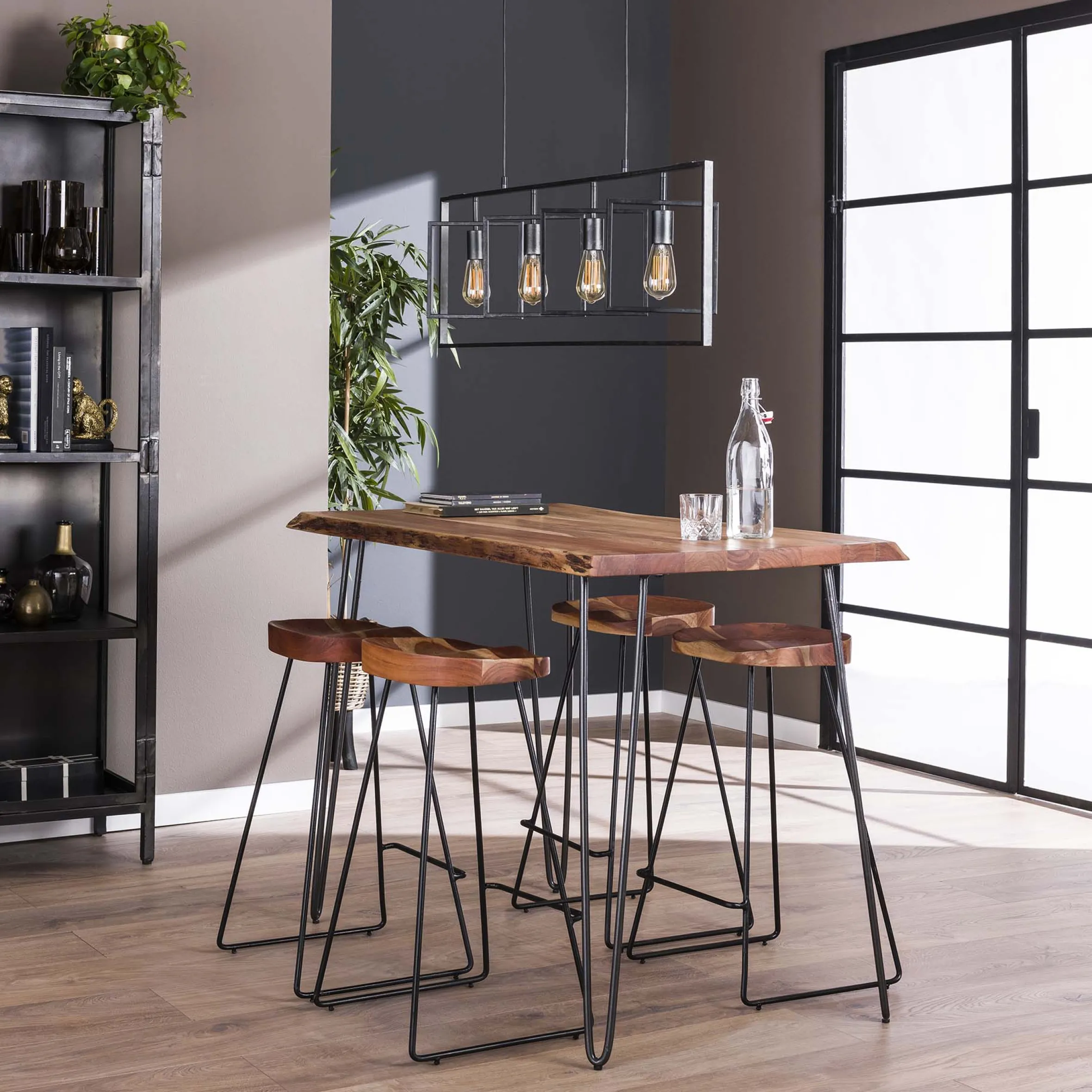 Massivholz Bartisch Industrial Edge Vintage 130/70/3,5 Baumkante